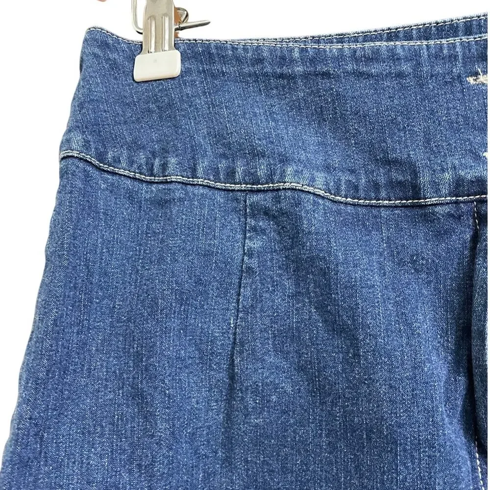 Monterey Bay Vintage Denim Fringed Midi Pencil Skirt size 10